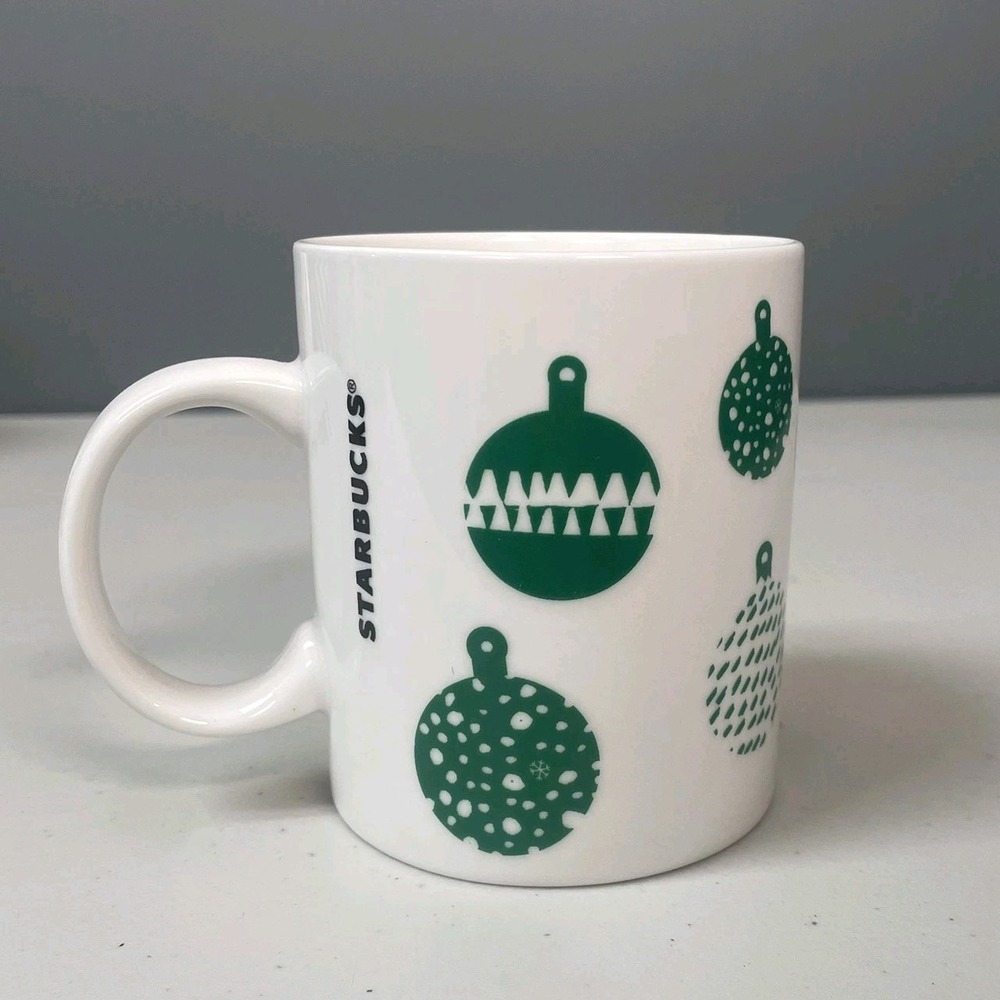 Starbucks Coffee Mug Christmas Ornaments Cup Holiday 2016 12 oz Green & Cream